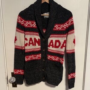 Bluenotes Red and White Canada Cardigan